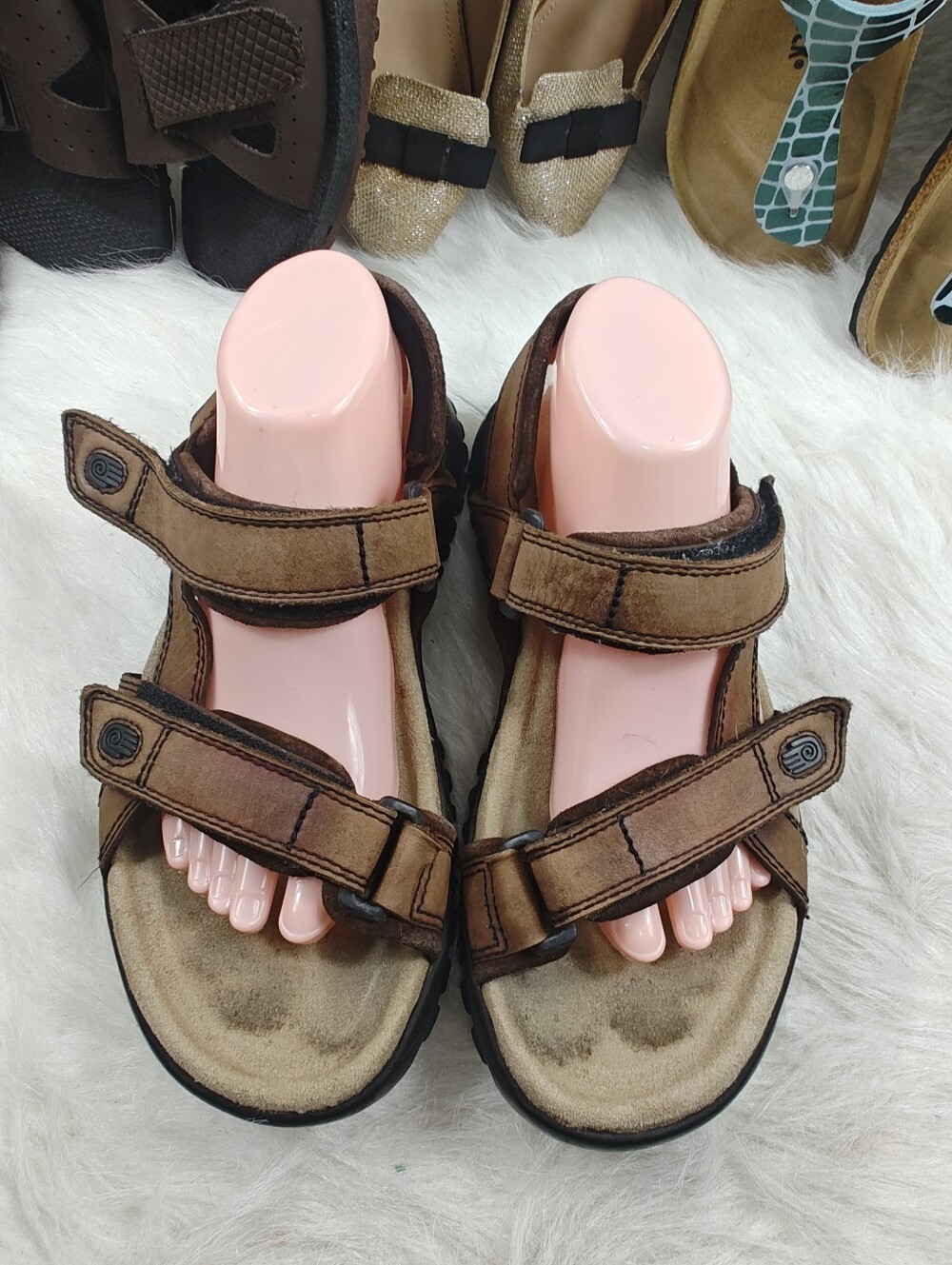 Teva Brown Waterproof Leather Sport Sandals Hook Loop Outdoor Men's size 9